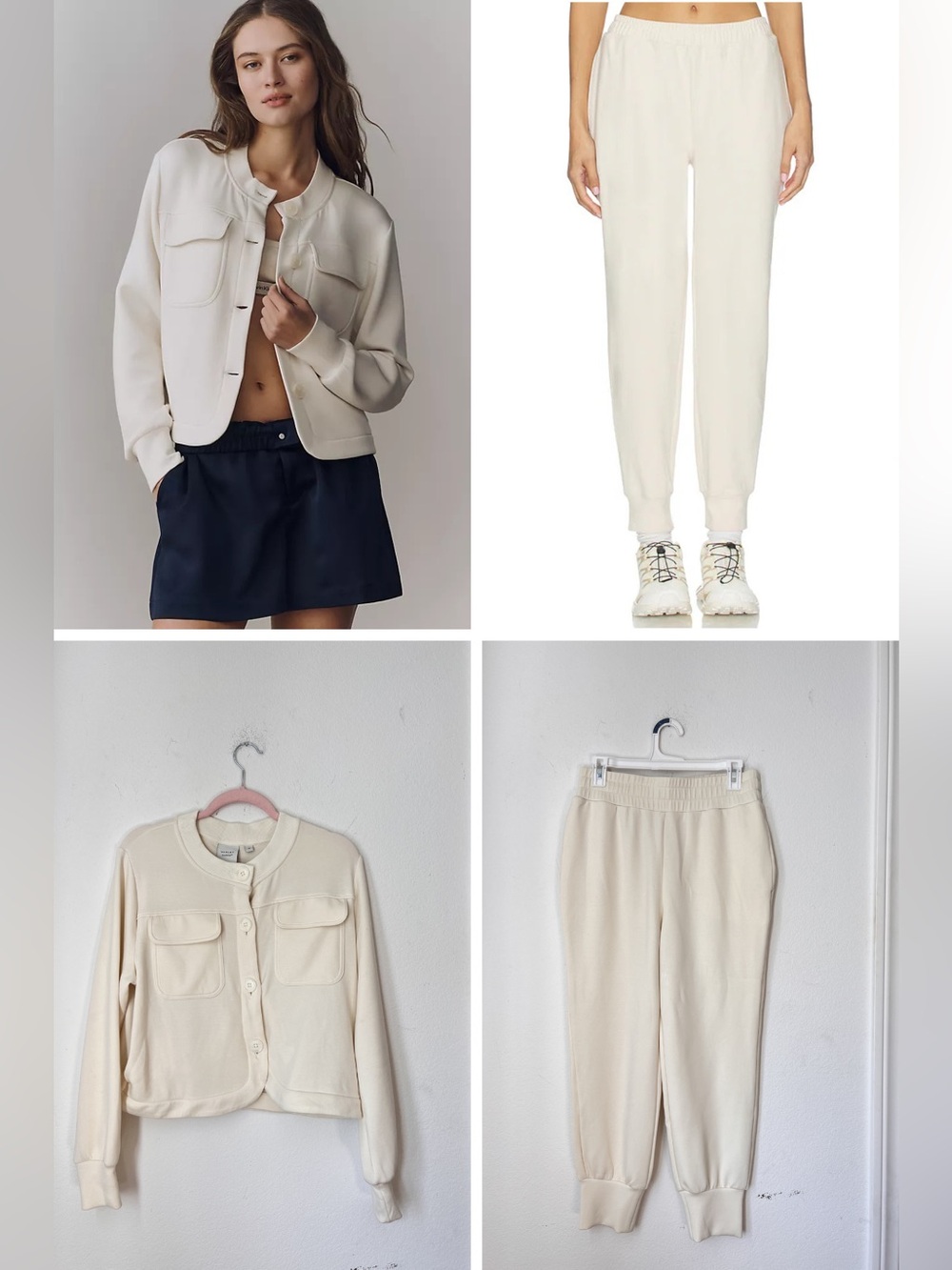 Varley Cream Hartwell Button-Through Jacket & Jogger Pants Set Women's Medium
